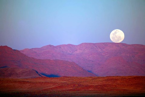 Framed Namibia, Sossusvlei, NamibRand Nature Reserve, Full moon Print