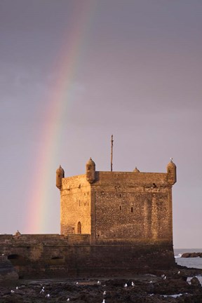 Framed Rainbow over fortress, Essaouira, Morocco Print