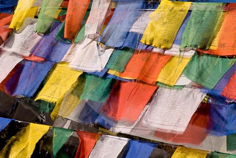 Framed Prayer Flags at Dochu La, Bhutan Print