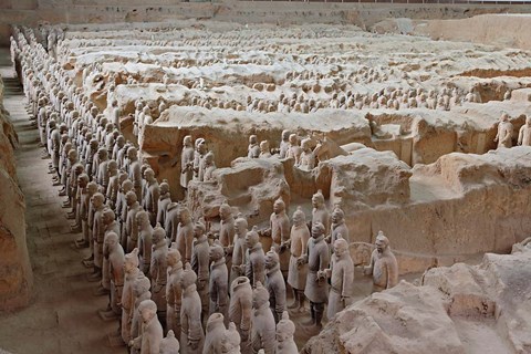 Framed Museum of Qin Terra Cotta Warriors and Horses, Xian, Lintong County, Shaanxi Province, China Print