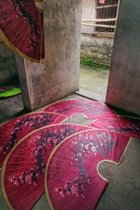 Framed Paper fans made at the Fuli Village Paper Fan Workshop, Yangshuo, China Print