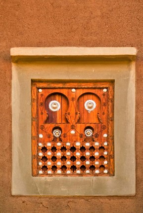 Framed Ornate Detail of a Wooden Window, Djenne, Mali Print
