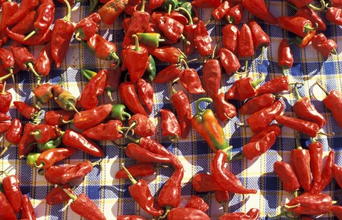 Framed Red Peppers Drying in the Sun, Tunisia Print