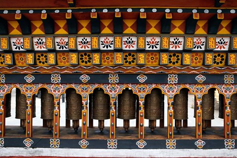 Framed Prayer Wheels, Thimphu, Bhutan Print
