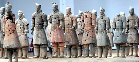 Framed Terra Cotta Warriors and Pits, Xian, Shaanxi, China Print