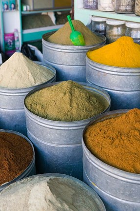 Framed Spices, The Souqs of Marrakech, Marrakech, Morocco Print