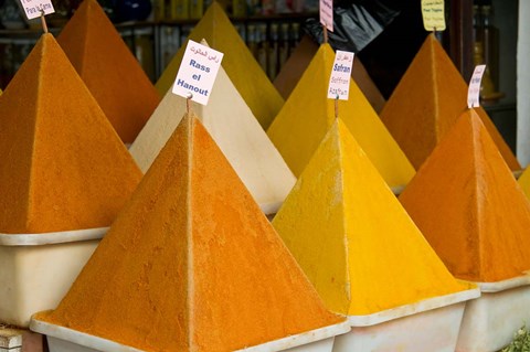 Framed Spices in Old City, Market, Essaouira, Morocco, Africa Print