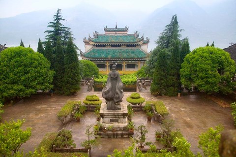 Framed Sunset View of Qu Yuan Temple, Yangtze River, China Print