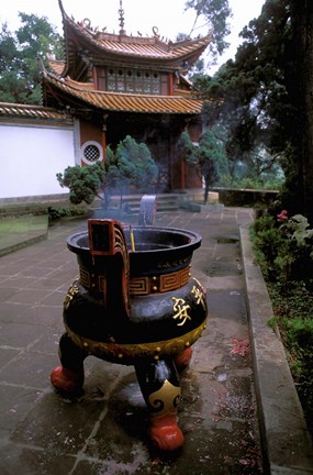 Framed Temple and Incense Burning, Bamboo Village, Kunming, Yunnan Province, China Print