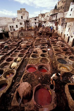 Framed Tannery Vats in the Medina, Fes, Morocco Print