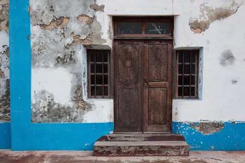 Framed Traditional carved door in Quirmbas National Park, Ibo Island, Morocco Print