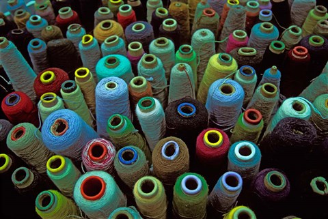Framed Spools of Yarn, China Print