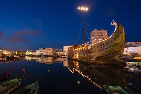 Framed Tunisia, Bizerte, Old Port, floating restaurant Print