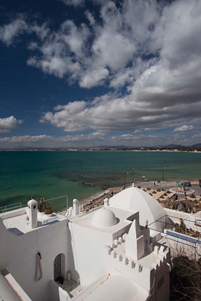 Framed Tunisia, Cap Bon, Gulf of Hammamet from the Kasbah Print