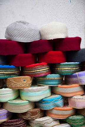 Framed Tunisia, Grand Souq des Chechias, Market, Fez hats Print