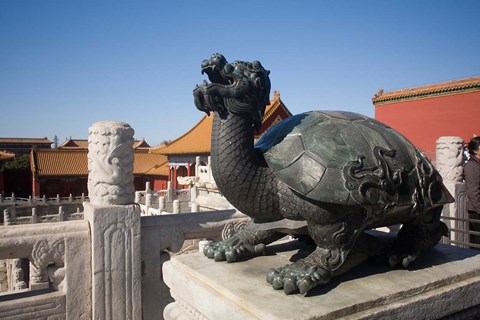 Framed Turtle statue, Chinese symbol, Forbidden City, Beijing Print