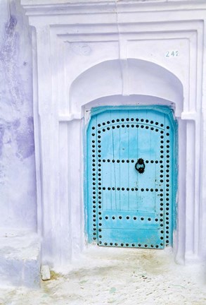 Framed Traditional Moorish-styled Blue Door, Morocco Print