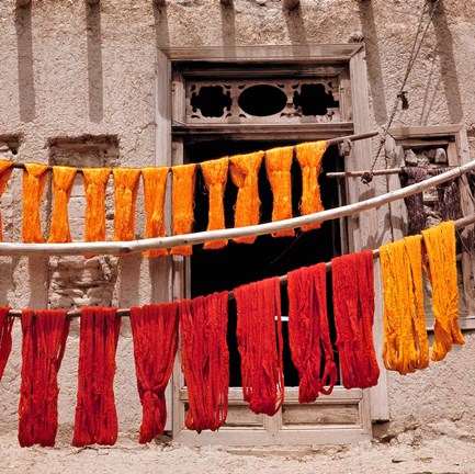 Framed Wool drying textile, Ghazni, Afghanistan Print