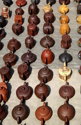 Framed Yixing Teapots For Sale at a Street Market, Shandong Province, Jinan, China Print