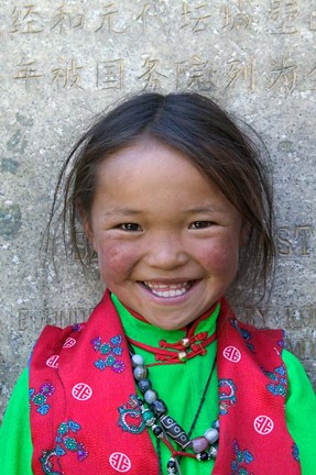 Framed Young Tibetan Girl, Sakya Monastery, Tibet, China Print