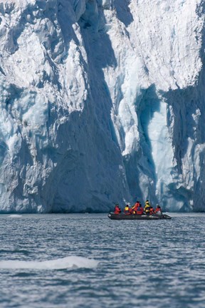 Framed Zodiac with iceberg in the ocean, Antarctica Print