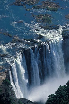 Framed Zambezi River Flowing over Victoria Falls, Mosi-Oa-Tunya National Park, Zambia Print