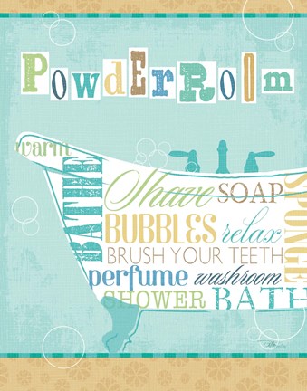 Framed Bathroom Words Tub I Print