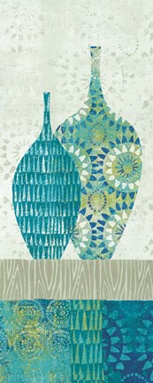 Framed Blue Spice Stripe Panel I Print