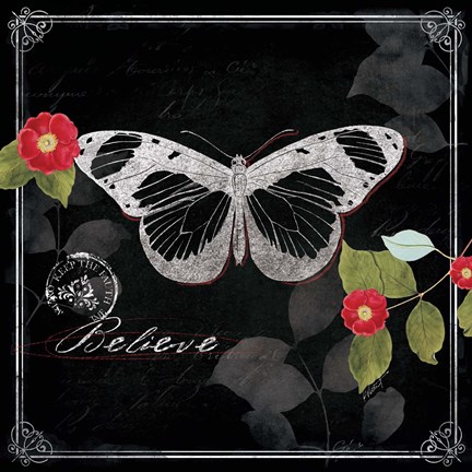 Framed Chalkboard Wings II Print