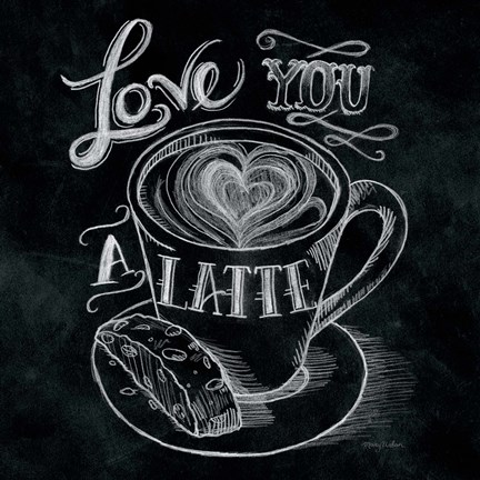 Framed Love You a Latte  No Border Square Print