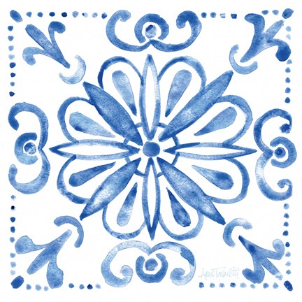 Framed Tile Stencil IV Blue Print