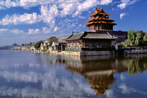 Framed China, Beijing, Tower and moat guard, Forbidden City Print