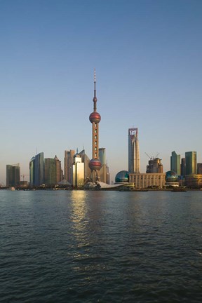 Framed CHINA, Shanghai, Pudong city skyline Print