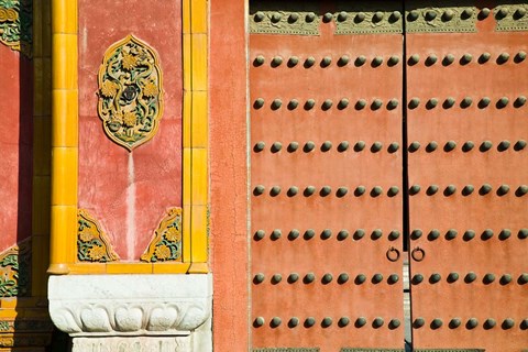 Framed Inner Courtyard doors, The Forbidden City, Beijing, China Print