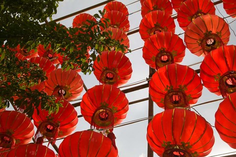 Framed Red Lanterns on Boai Lu, Dali, Yunnan Province, China Print