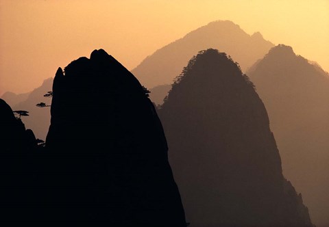 Framed China, Huangshan Mountains, Sunlight Print