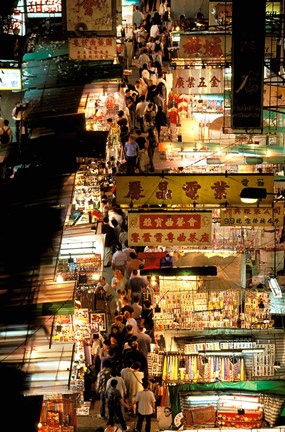 Framed Temple Street Market, Kowloon, Hong Kong, China Print