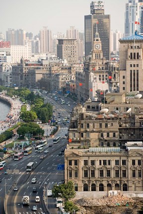 Framed View of the Bund District Along Huangpu River, Shanghai, China Print