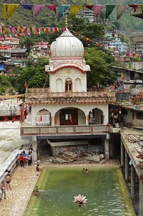 Framed Sri Guru Nanak Ji Gurdwara Shrine, Manikaran, Himachal Pradesh, India Print