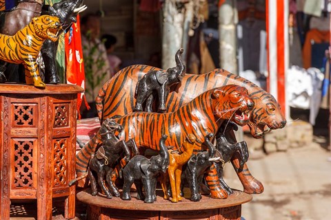 Framed Souvenir Tiger Sculptures, New Delhi, India Print