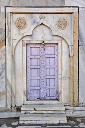 Framed Lavender colored door, Taj Mahal, Agra, India Print