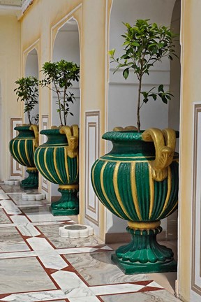 Framed Plant Pots, Raj Palace Hotel, Jaipur, India Print