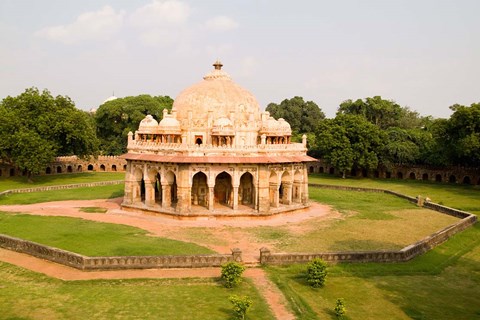 Framed Peaceful Park, Isa Khan Tomb Burial Sites, New Delhi, India Print