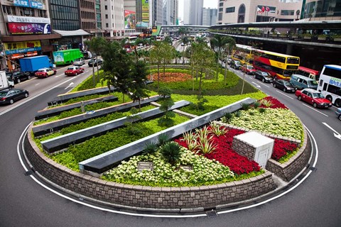 Framed Garden Roundabout, Hong Kong, China Print