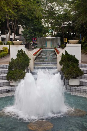 Framed Waterfall In Hong Kong Park, Hong Kong, China Print