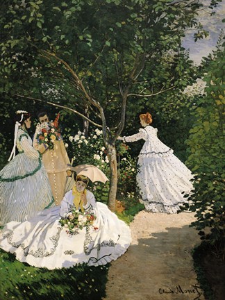 Framed Women in the Garden, 1867 Print