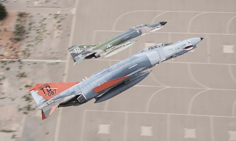 Framed Two QF-4E Phantom II drones break over Holloman Air Force Base, New Mexico Print