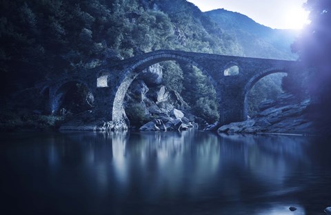 Framed Dyavolski most arch bridge in the Rhodope Mountains, Ardino, Bulgaria Print