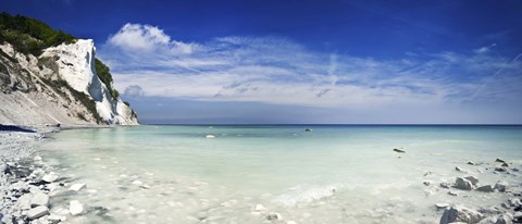 Framed Chalk mountains and seaside, Mons Klint cliffs, Liselund Slotspark, Denmark Print
