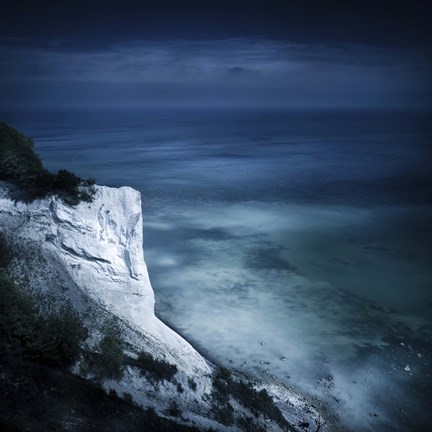 Framed Chalk mountain and sea, Mons Klint cliffs, Denmark Print